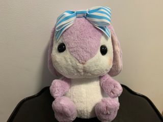 Amuse Pote Usa Loppy Bunny Plush Stuffed Toy Bow Jumbo Purple