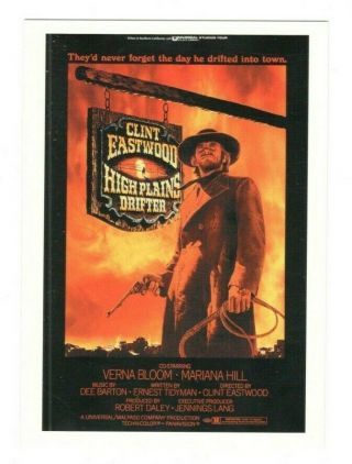 High Plains Drifter Movie Poster Clint Eastwood Vintage 4x6 Postcard Af178