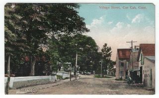 Cos Cob,  Connecticut,  Vintage Postcard View Of A Village Street