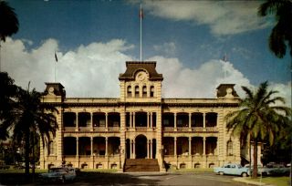 Iolani Palace Honolulu Hawaii Vintage Cars 1951 Postcard