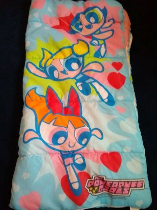 Powerpuff Girls Sleeping Bag Blanket Blue Cartoon 2000 54 " X28 "
