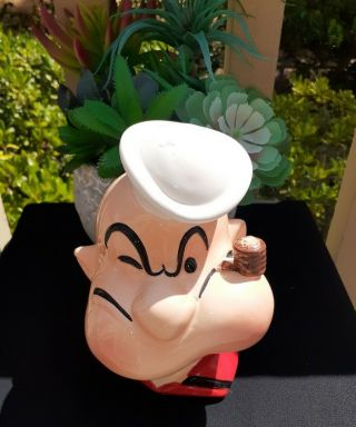 Popeye The Sailor Man Head Porcelain Piggy Coin Bank Vandor Imports Japan