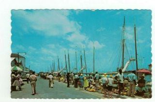 Bahamas Vintage Post Card " Market Day In Nassau "