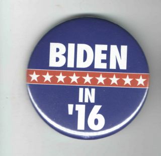 2016 Pin Joseph Joe Biden Pinback For President 5 2.  25 Inch Diameter