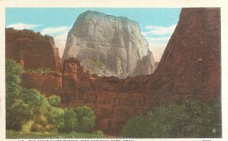 Vintage White Border Postcard,  Great White Throne Zion National Park Utah