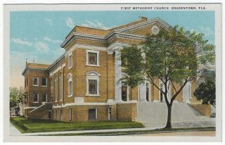 Bradentown,  Florida,  Vintage Postcard View Of The First Methodist Church
