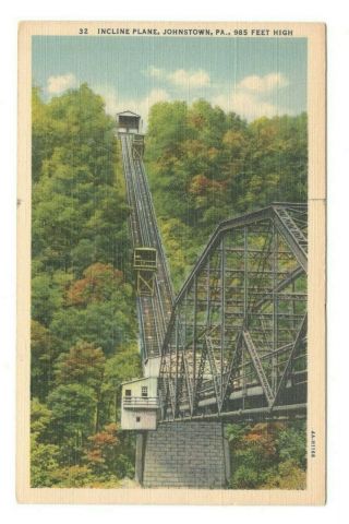 Incline Plane Johnstown Pennsylvania Linen Vintage Postcard A155