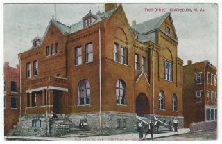 Clarksburg,  West Virginia,  Vintage Postcard View Of The Post Office,  1909