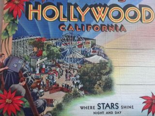 Vintage Hollywood Ca Linen Color Postcard Book Western Pub & Novelty 18 Illus