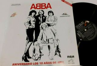 Abba - Aniversario 10 AÑos - Lp Mexico Promo Radio Unique Cover Ps Rca