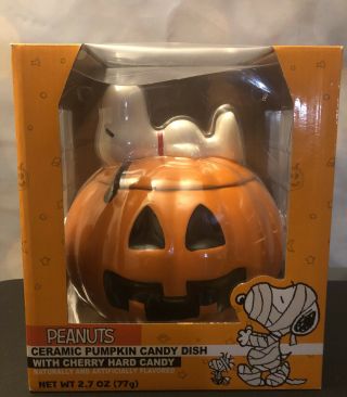 Peanuts Snoopy Halloween Pumpkin Ceramic Candy Dish