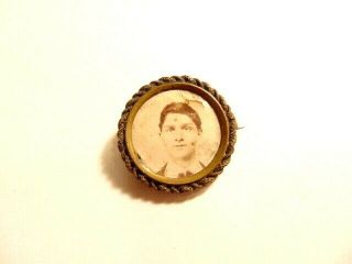 Vintage Brass Colored Metal Pin With Man 