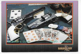 Vintage Postcard Of Guns And Cards At Harold 
