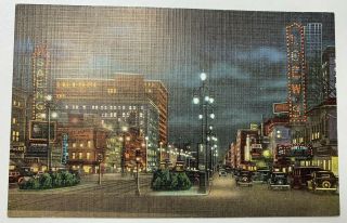 Vintage Louisiana Postcard Orleans " Canal Street At Night " By Kropp Unposted