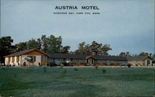 Austria Motel Buzzards Bay Cape Cod Massachusetts 1950s Cars Vintage Postcard