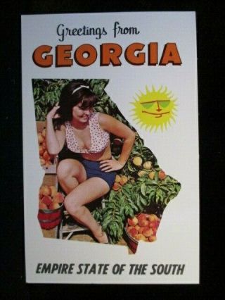 Greetings From Georgia Sexy Woman Legs Risque Pinup Girl Woman Vtg 60 