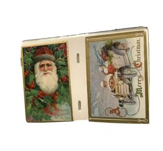 Vintage Antique Christmas Joys Postcard Santa Clause & Dog Early 1900 