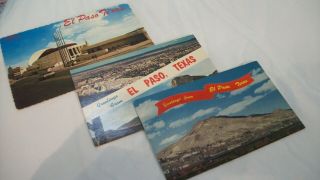 Vintage Postcards (3) Of El Paso,  Texas