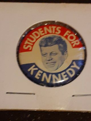 1960 Students For Kennedy Portrait 1 1/8” Jfk Litho Pinback Button Pin Rare K07