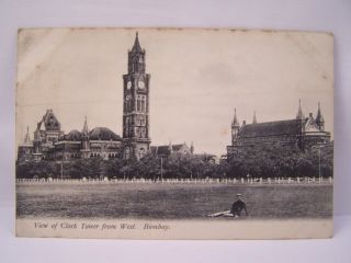 Vintage View Of Clock Tower From West Bombay Postcard