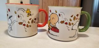 Peanuts Snoopy Mug Cup Halloween Fall Pumpkin Pilgrim Thanksgiving Woodstock Set