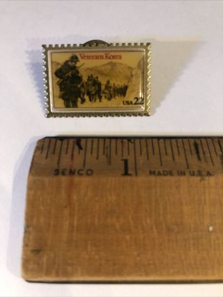 Vintage 1985 Veterans Korea Usa 22 Cent Usps Postage Stamp Lapel Pin
