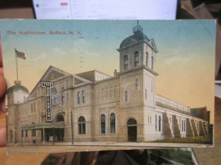 Vintage Old Postcard York Buffalo Auditorium Long Since Demolished Razed