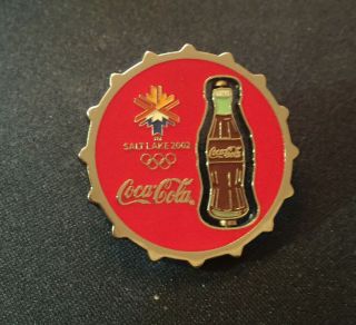 2002 Salt Lake City Olympic Pin Coca Cola Coke Bottle Cap Spinner