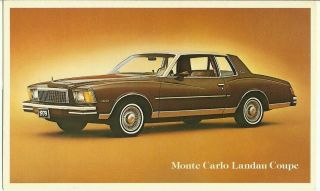 Vtg Pc 1979 (chevrolet) Monte Carlo Landau Coupe Dealer Advertising Postcard