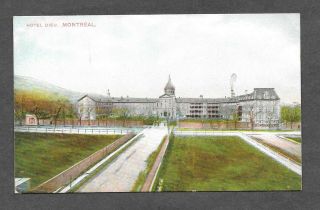 Vintage Post Card Showing The Hotel Dieu In Montreal Near The Mountains Circa 19