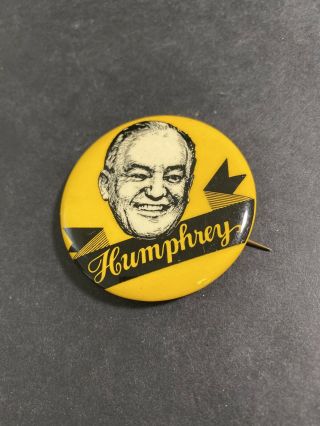 Vintage 1968 Hubert Humphrey Political Campaign Pinback Button Cartoon Eeb