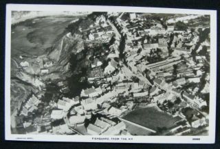 Vintage Fishguard From The Air Aerial Rp Pembrokeshire Wales Postcard