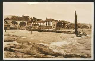 Vintage Largo From Lundin Pier Fife Rp Postcard Crusoe Hotel Fishing Boat Etc