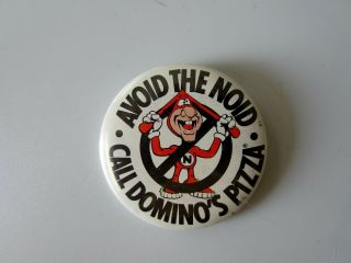 Avoid The Noid Call Domino’s Pizza Vintage Advertising Pin Button