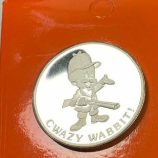 Wb 1990 Bugs Bunny 50th Anniversary Cwazy Wabbit Collectable Coin.  999 Silver