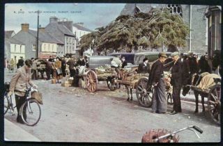 Vintage Saturday Morning Market Galway Ireland Postcard