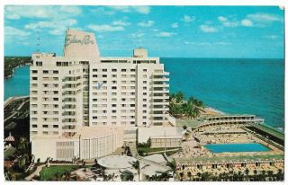 Miami Beach Florida Eden Roc Hotel Cabana Yacht Club Swimming Pool Vtg Postcard