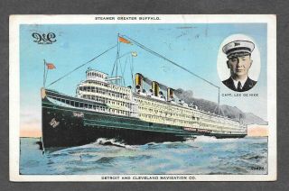 Vintage Post Card Of The Steamer Greater Buffalo And It 