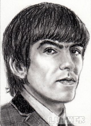 Aceo Signed Art Card - George Harrison - The Beatles - Luther