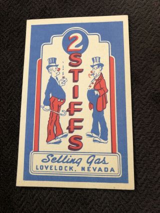 Vintage Linen Roadside Postcard - - Nevada - - Lovelock - - 2 Stiffs Gas - - Motel