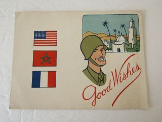 Vintage Wwii Allies U.  S.  A.  Soviet Union And France Best Wishes Card