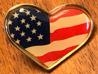 Usa Flag With Heart Patriotic Lapel Hat Pin Pinback Us United States America