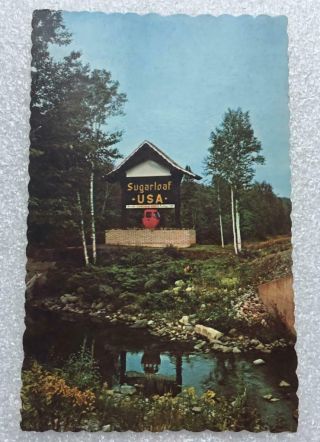 Sugarloaf Usa Mt.  Approach Road Stratton & Kingfield Maine Die Cut Vtg Postcard