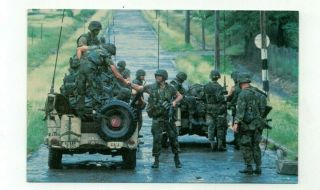 Vintage Chrome Military Post Card U.  S.  Marines In Action In Grenada In 1983