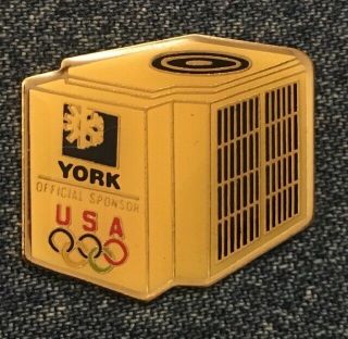 1992 Olympic Pin Albertville Barcelona Usa Team Sponsor York Air Conditioner