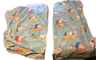 Vintage Snoopy Woodstock Twin Size Sheet Set (1 Flat & 1 Fitted)