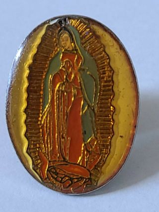 Vintage Virgen De Guadalupe Our Lady Catholic Religious Lapel Pin Badge 1 Inch