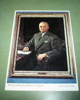 Postcard Vintage 4 X 6 Portrait Of President Harry S.  Truman By Fred Preisler