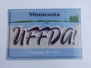 Vintage Minnesota License Plate Design Post Card Uffda Norway Norge