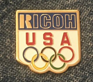 1992 Olympic Pin Albertville Barcelona Usa Team Sponsor Ricoh